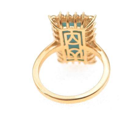 D'Joy 925 Sterling Silver Gold Plated Real Turquoise & Moissanite Ring Size 8