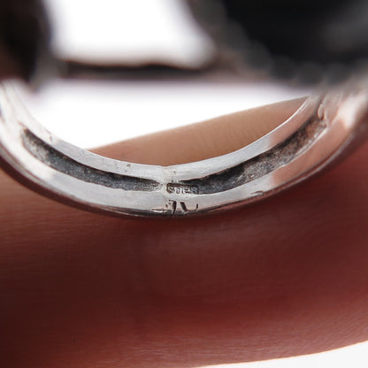925 Sterling Silver Vintage Modernist Oxidized Dome Ring Size 6.25