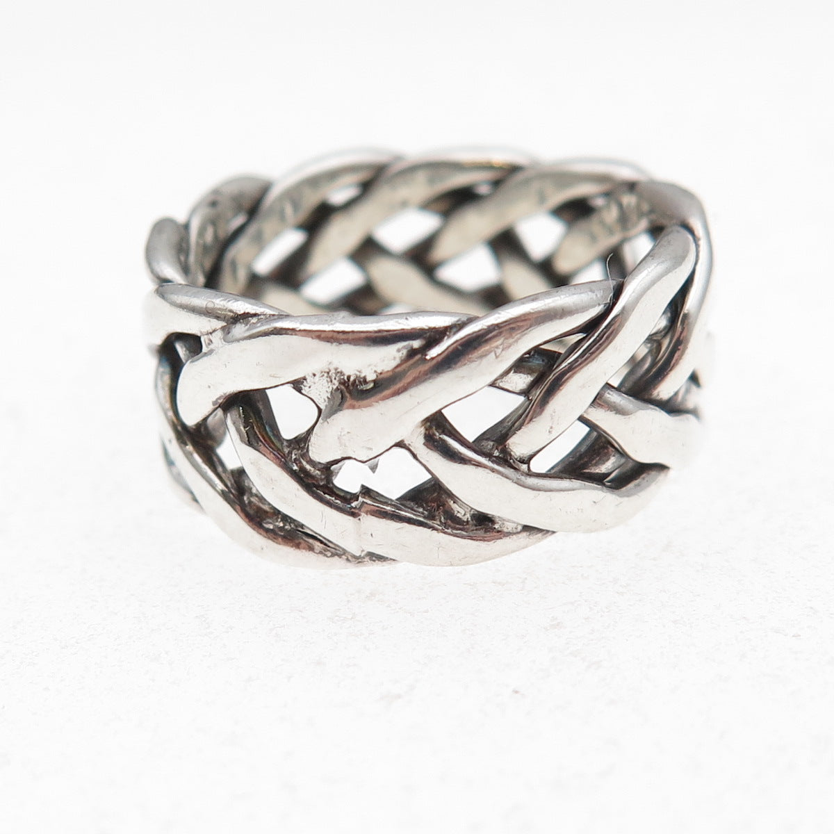 925 Sterling Silver Vintage Braided Oxidized Band Ring Size 8