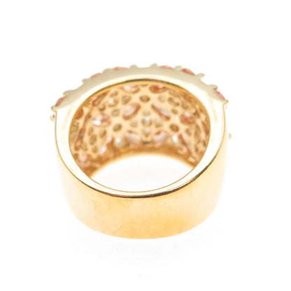 925 Sterling Silver Gold Plated Imperial & White C Z Cluster Ring Size 6