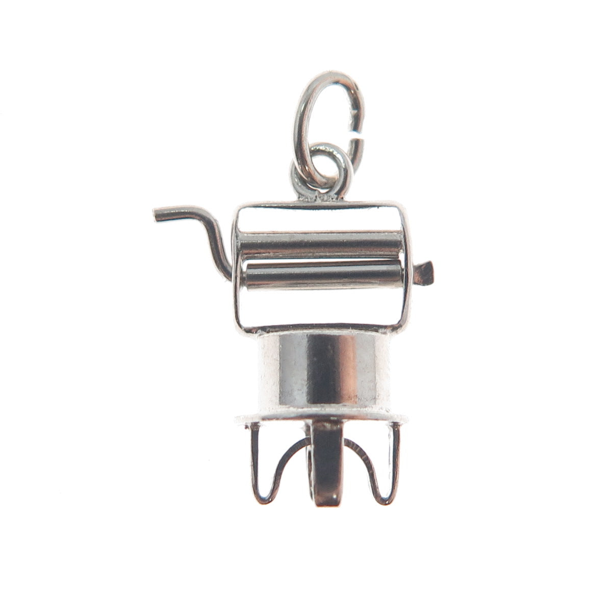 925 Sterling Silver Antique Retro Wringer Machine Minimalist 3D Charm Pendant