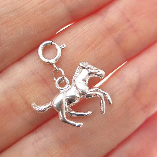 SHUBE Sterling Silver Vintage Horse Spring Ring Lock Minimalist Charm Pendant