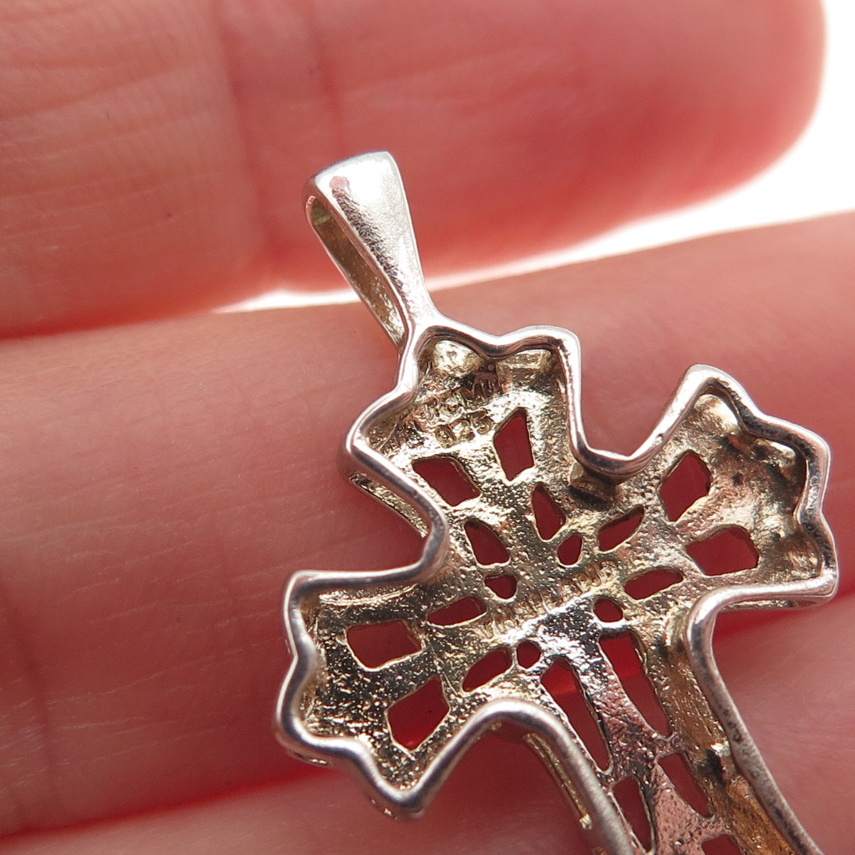 JCM Jacmel Mauritius 925 Sterling Silver Real Diamond Accent Cross Charm Pendant