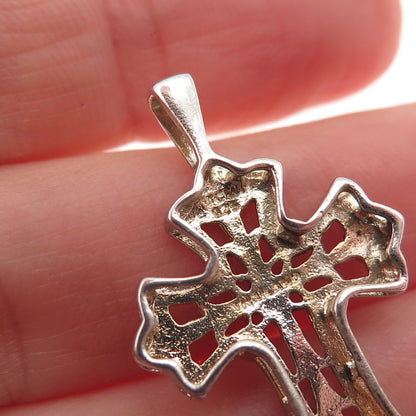 JCM Jacmel Mauritius 925 Sterling Silver Real Diamond Accent Cross Charm Pendant