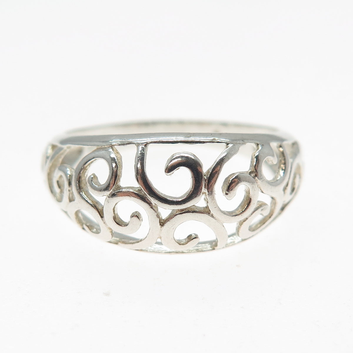 NEVADA 925 Sterling Silver Vintage Spiral Scroll Dome Ring Size 9.5