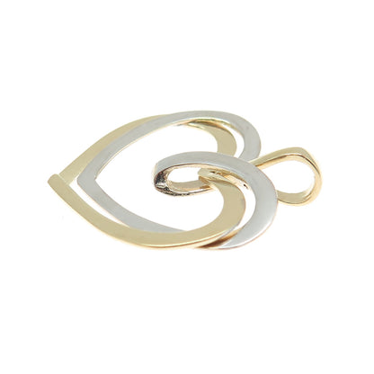 14K Yellow & White Gold Interlocked Heart Charm Pendant