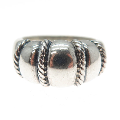 KABANA 925 Sterling Silver Vintage Modernist Ribbed Dome Ring Size 6