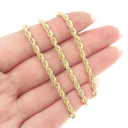 925 Sterling Silver Gold Plated Twisted Rope Chain Necklace 16"