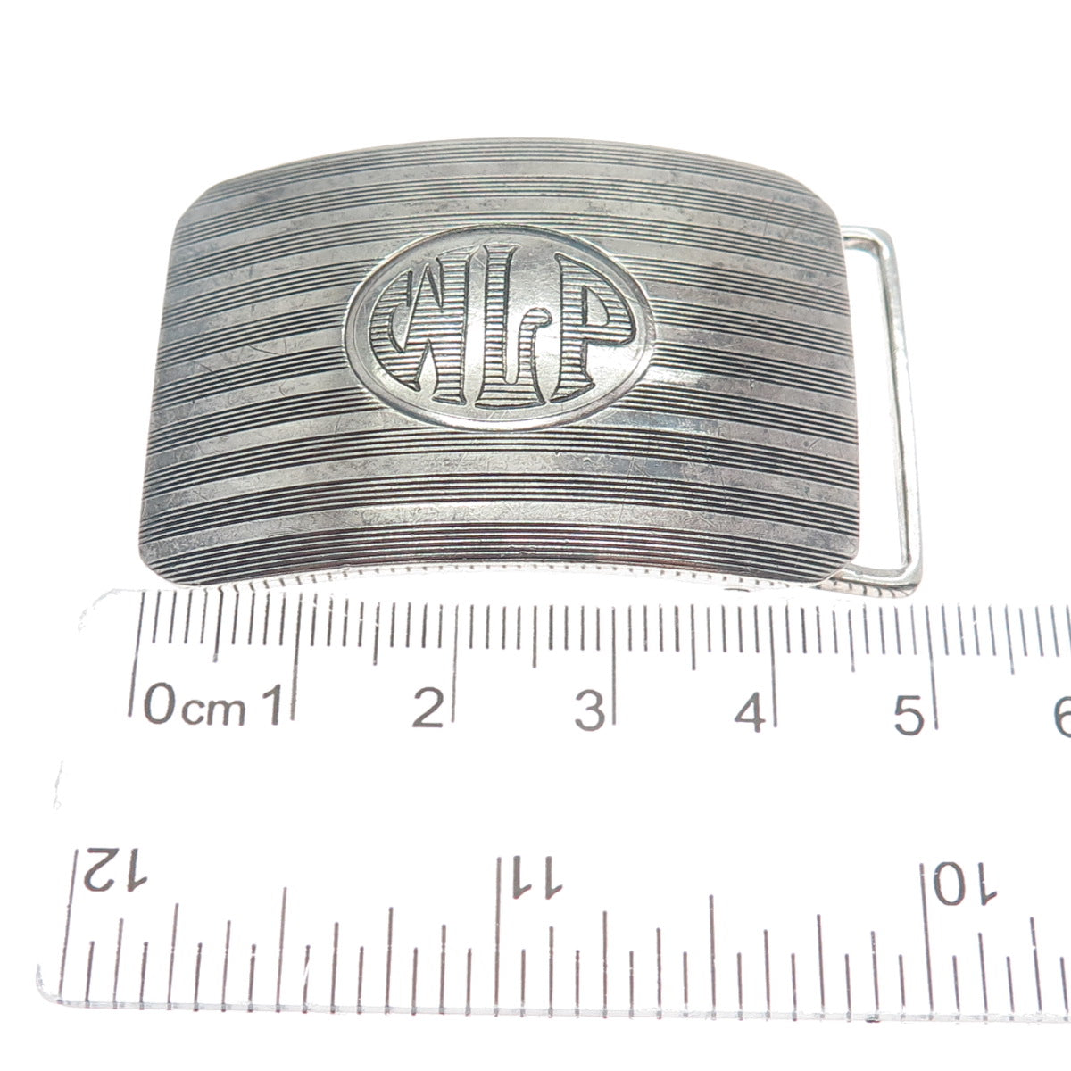 WILLIAM B. KERR 925 Sterling Antique Art Deco WLP Initial Oxidized Belt Buckle