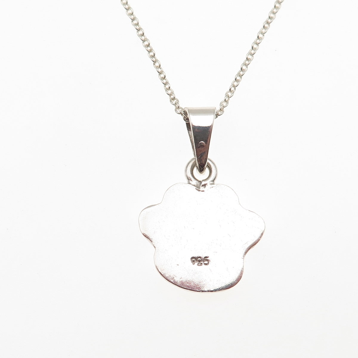 925 Sterling Silver Dog Paw Cable Chain Necklace 16"
