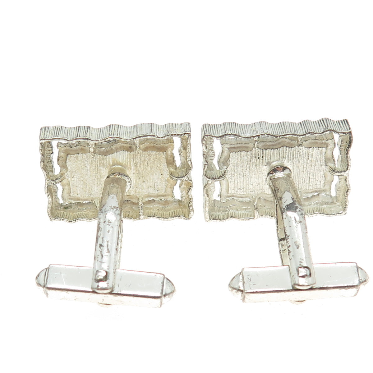 835 Silver Vintage S+F Germany Real Tiger Eye Modernist Cufflinks #172