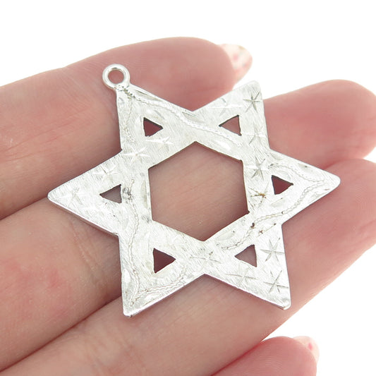 925 Sterling Silver Vintage Star of David Engraved Pendant