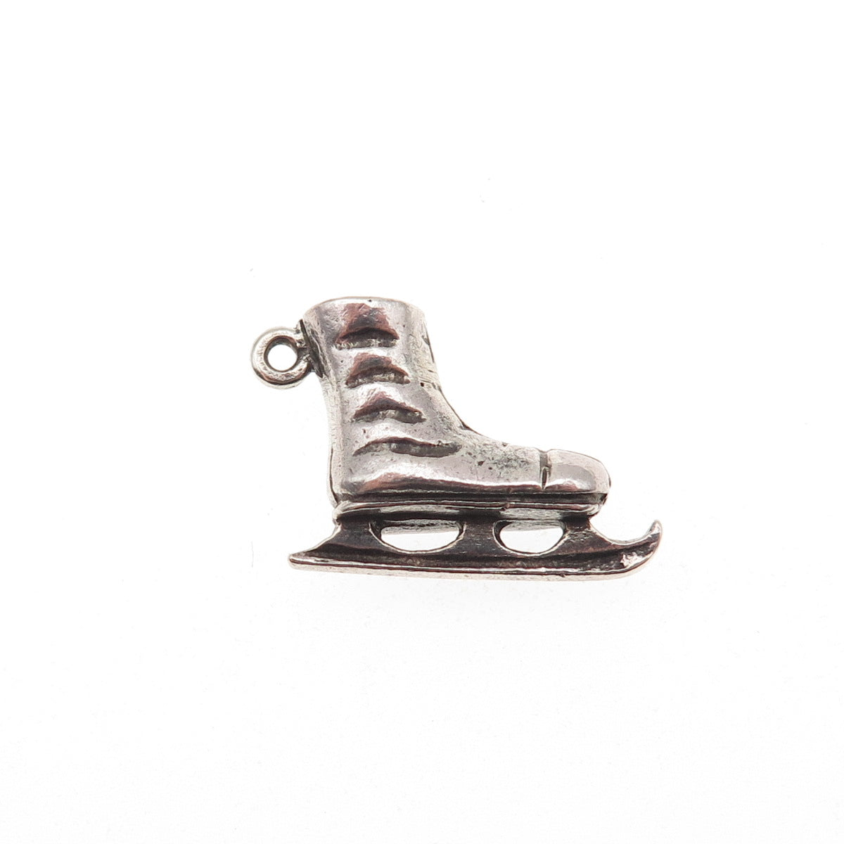 835 Silver Vintage Ice Skate Oxidized Mini Charm Pendant
