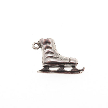 835 Silver Vintage Ice Skate Oxidized Mini Charm Pendant