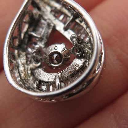 925 Sterling Real Round Tapered Baguette-Cut Diamond Infinity Mini Slide Pendant