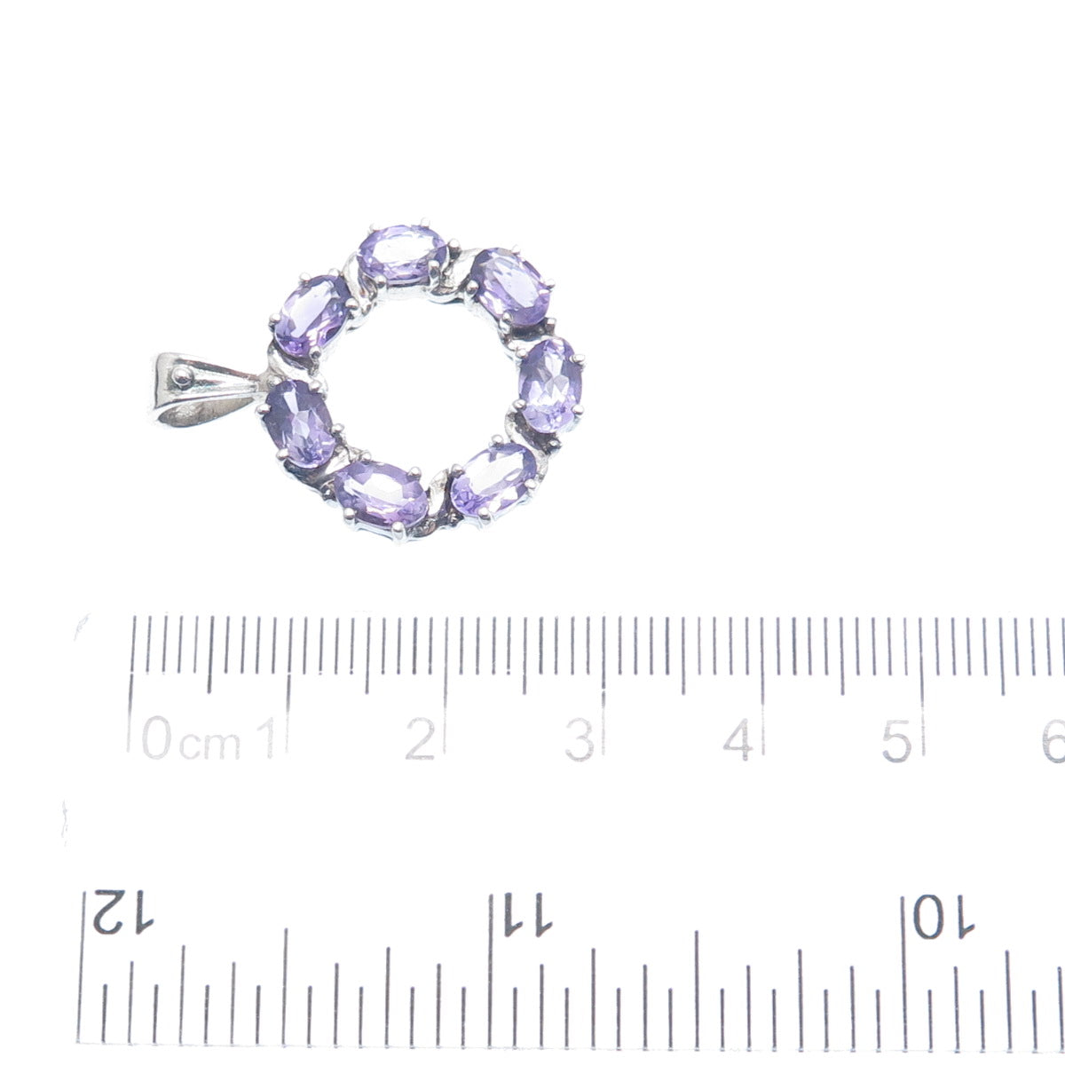 925 Sterling Silver Real Oval-Cut Amethyst Circle Minimalist Pendant