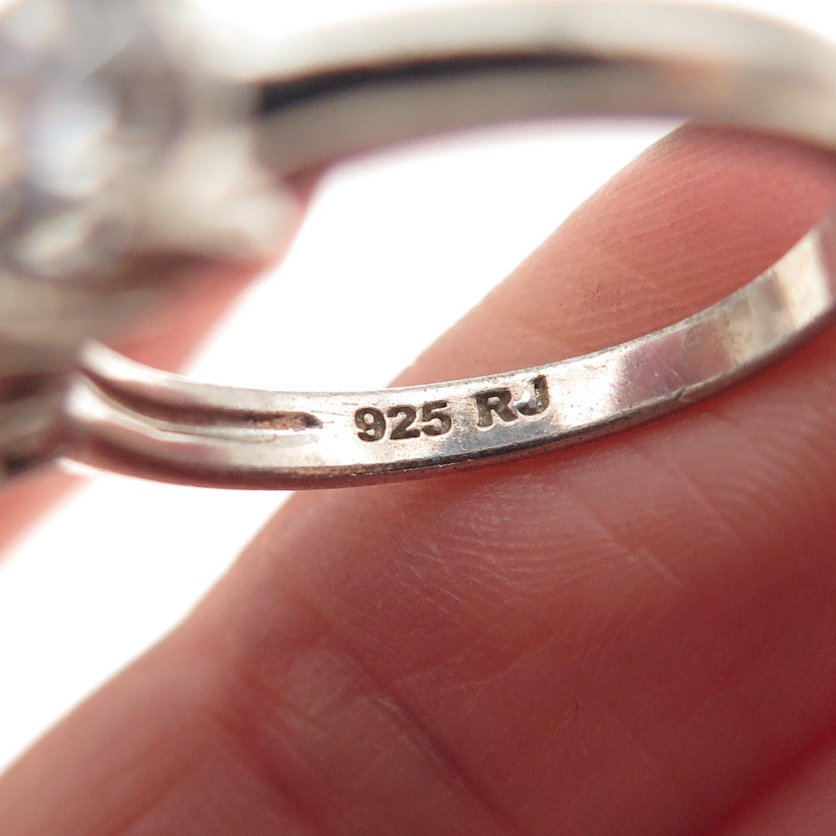 RJ Graziano 925 Sterling Silver Round-Cut C Z Engagement Ring Size 6.75