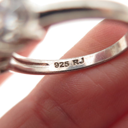 RJ Graziano 925 Sterling Silver Round-Cut C Z Engagement Ring Size 6.75