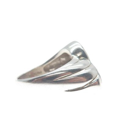 KABANA 925 Sterling Silver Vintage Red Garnet Gem Infinity Ribbed Ring Size 6.5