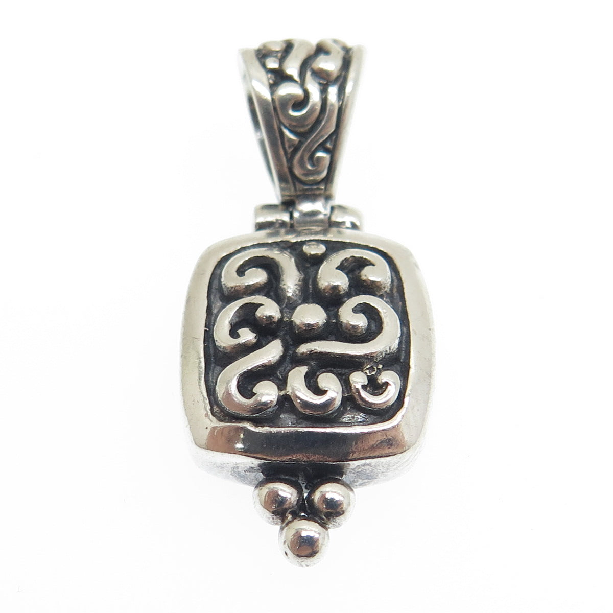 SX SALLY C 925 Sterling Silver Vintage Ornate Oxidized Pendant