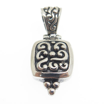 SX SALLY C 925 Sterling Silver Vintage Ornate Oxidized Pendant