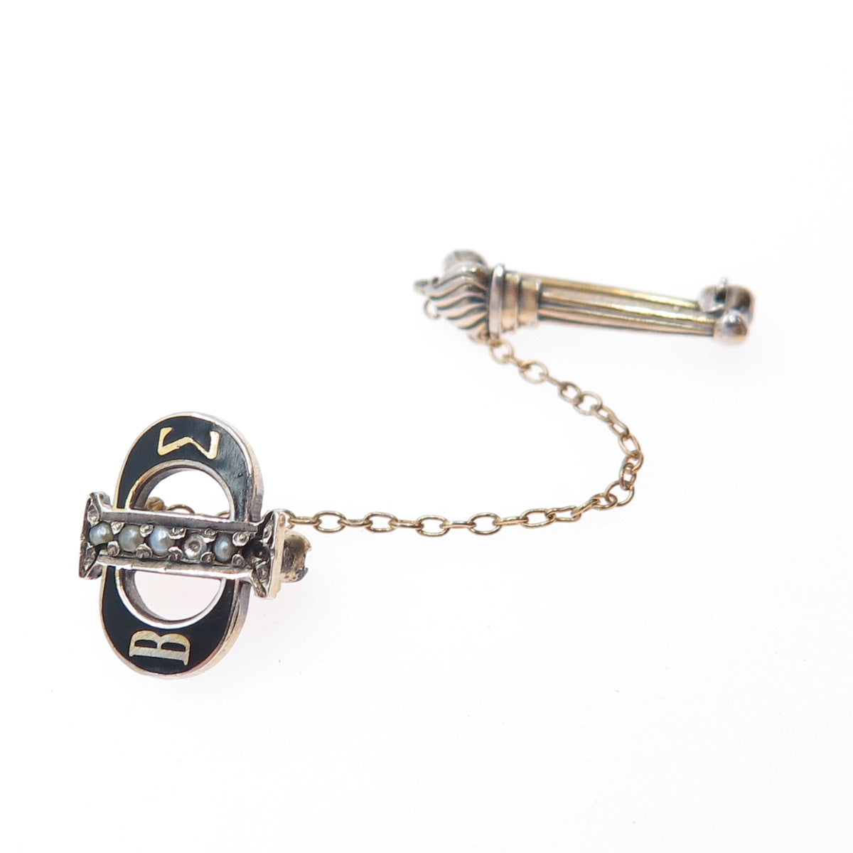 JOSTENS Sterling GP Antique Pearl Beta Sigma Phi Sorority Pin (missing 2 pearls)