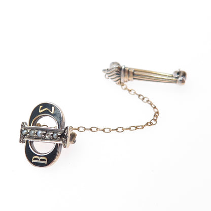 JOSTENS Sterling GP Antique Pearl Beta Sigma Phi Sorority Pin (missing 2 pearls)