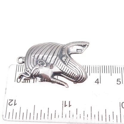 800 Silver Vintage Egyptian King Tutankhamun Oxidized Pendant