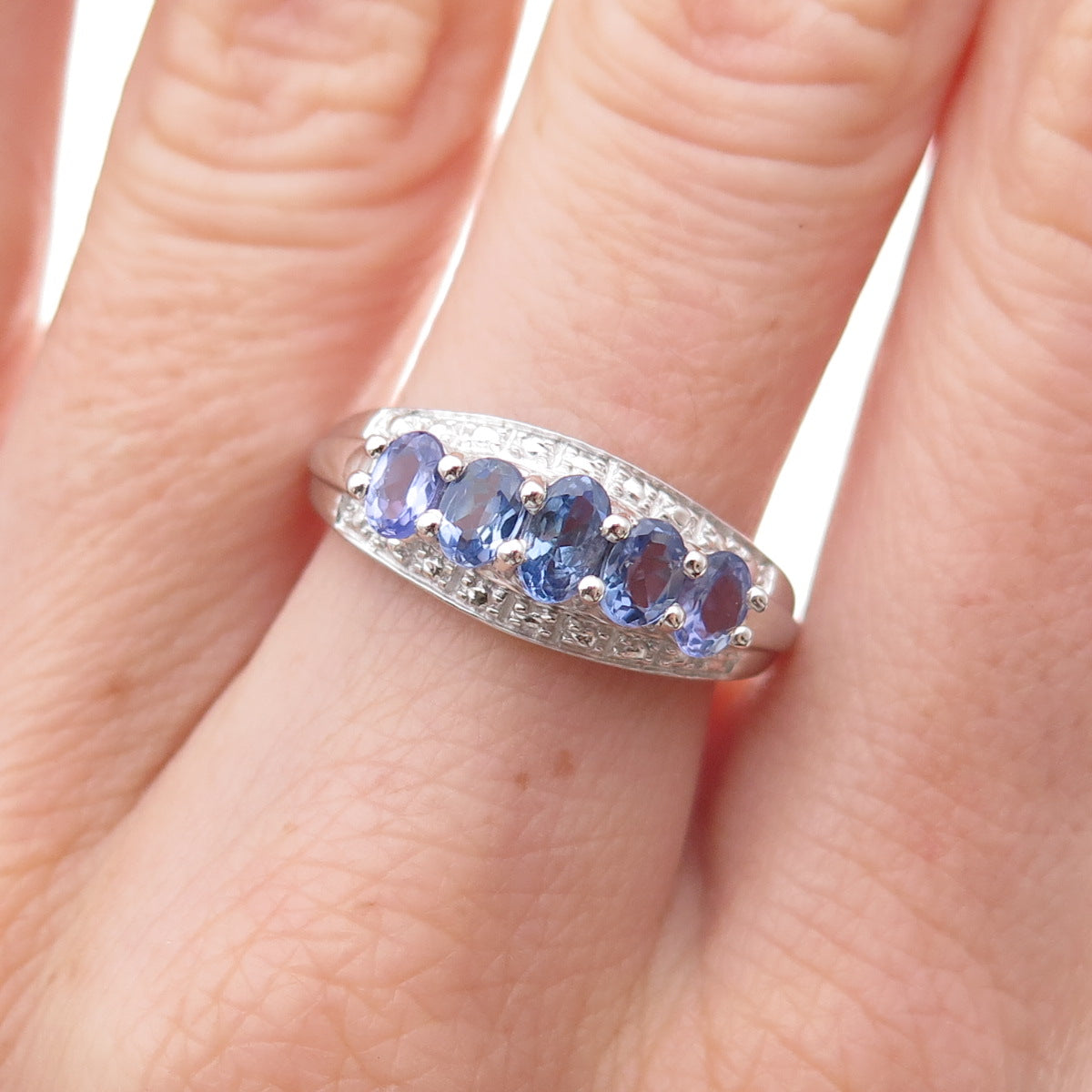 Chuck Clemency 925 Sterling Silver Real Oval-Cut Tanzanite Ring Size 8