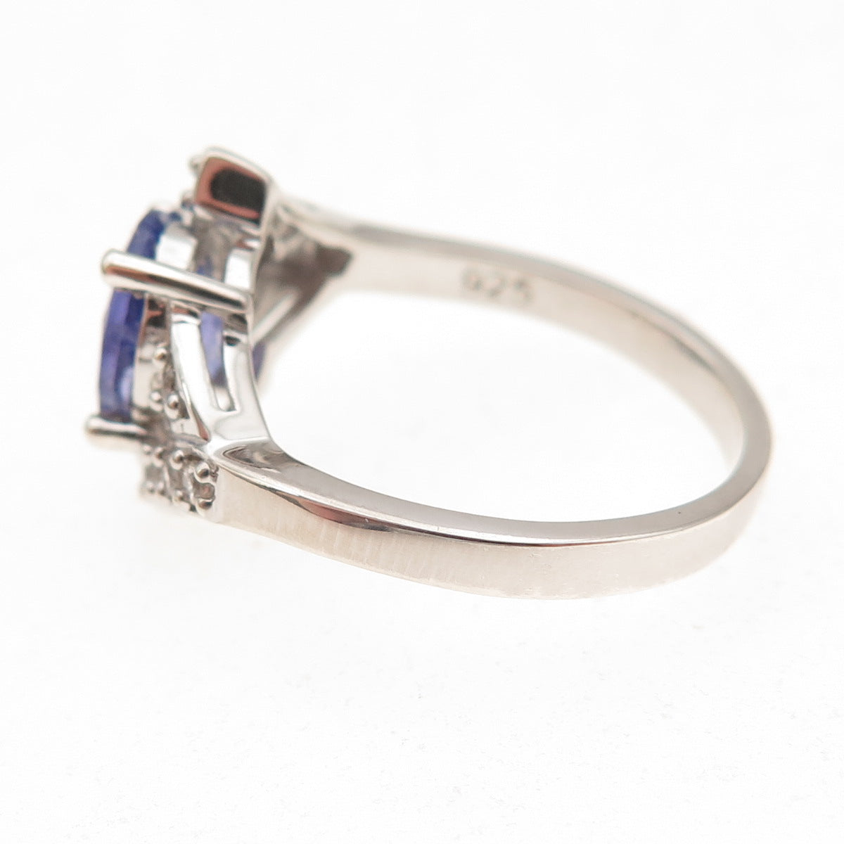 RJ Graziano 925 Sterling Silver Real Tanzanite & White Topaz Ring Size 8