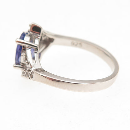 RJ Graziano 925 Sterling Silver Real Tanzanite & White Topaz Ring Size 8
