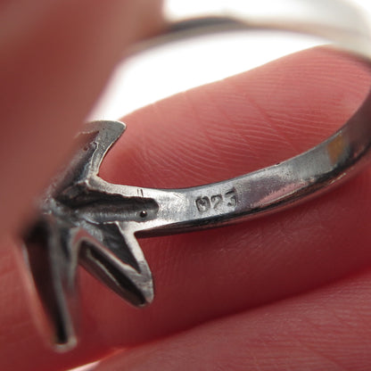 925 Sterling Silver Vintage Modernist Starfish Oxidized Ring Size 7