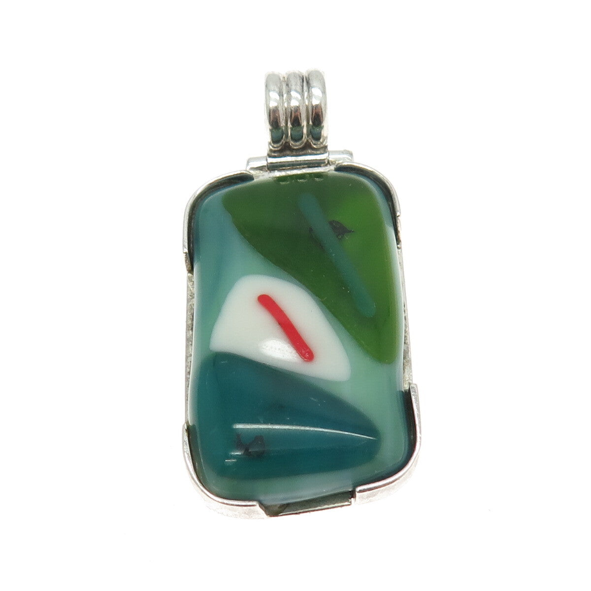 950 Silver Vintage Murano Glass Modernist Pendant