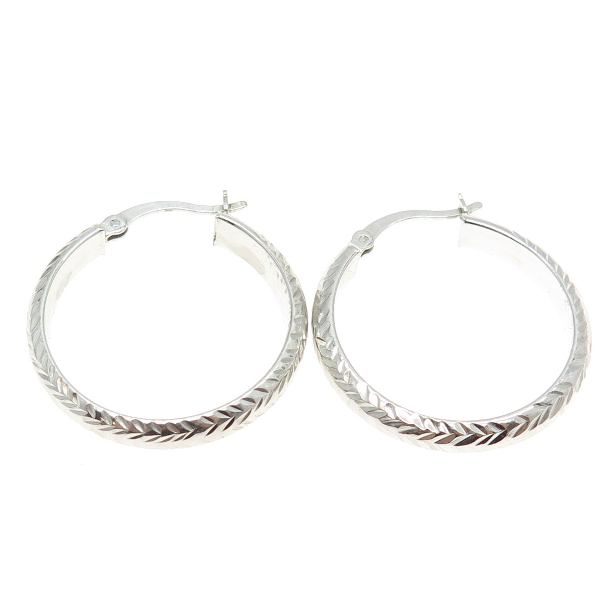 925 Sterling Silver Etched Arrow Hoop Earrings