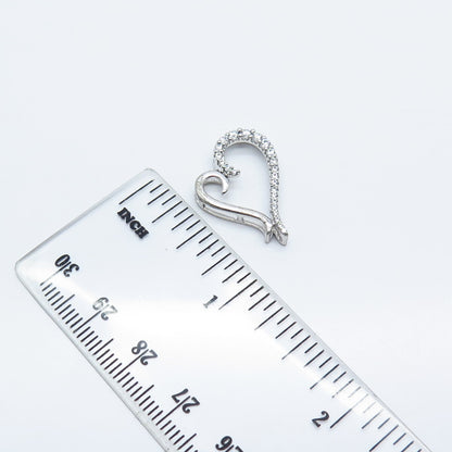 925 Sterling Silver C Z Open Heart Slide Pendant