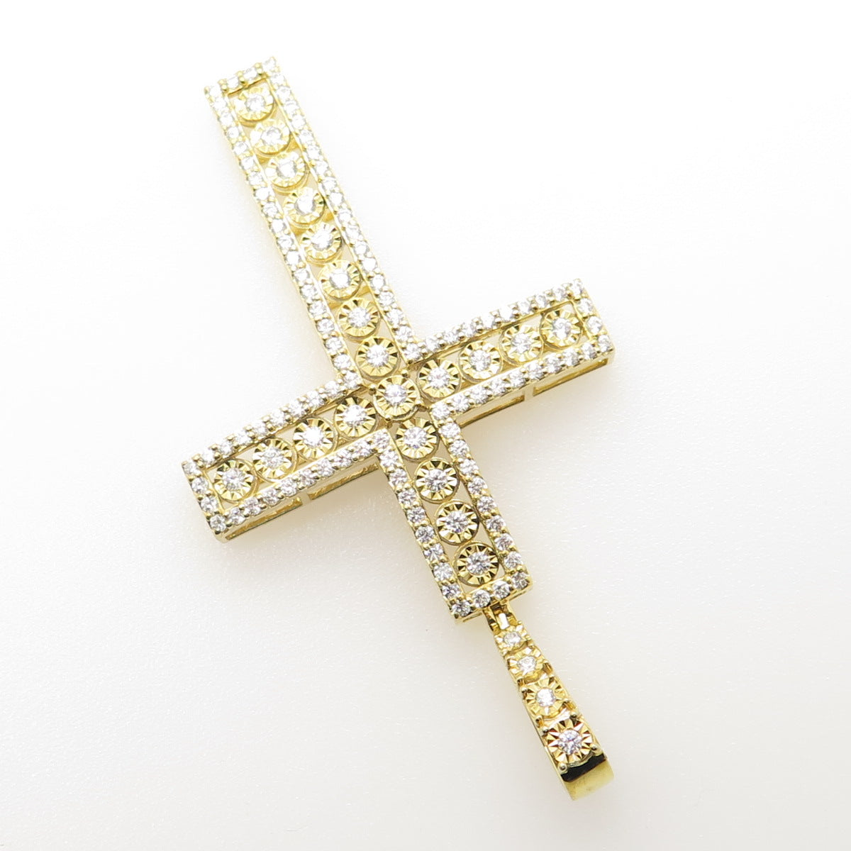 925 Sterling Silver Gold Plated Pave C Z Cross Pendant