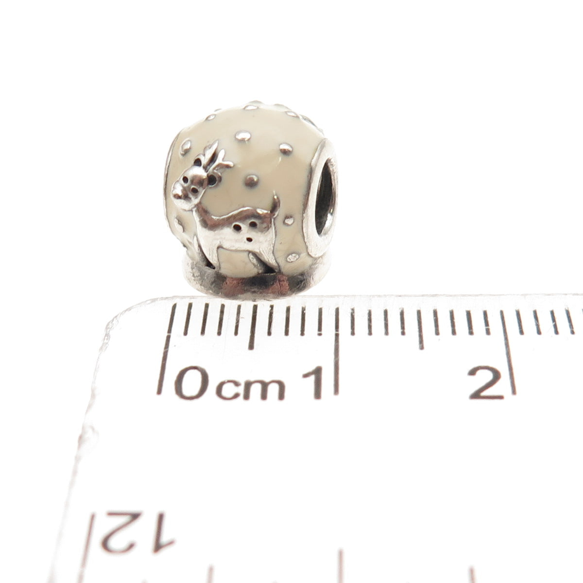 PANDORA 925 Sterling Silver Enamel Snow Globe Christmas Slide Bead Charm