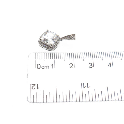 925 Sterling Silver Cushion & Round-Cut C Z Minimalist Charm Pendant