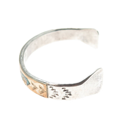 REX ABEITA Old Pawn Sterling 1/20 12K GF Turquoise Inlay Adjustable Bracelet 7"