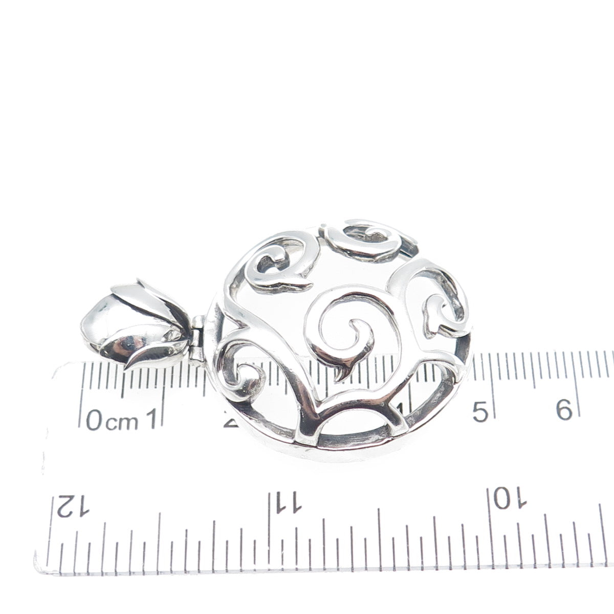 BARSE 925 Sterling Silver Vintage Modernist Swirl Oxidized Charm Pendant