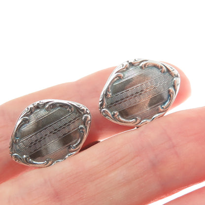 800 Silver Antique Art Deco Floral Oxidized Cufflinks