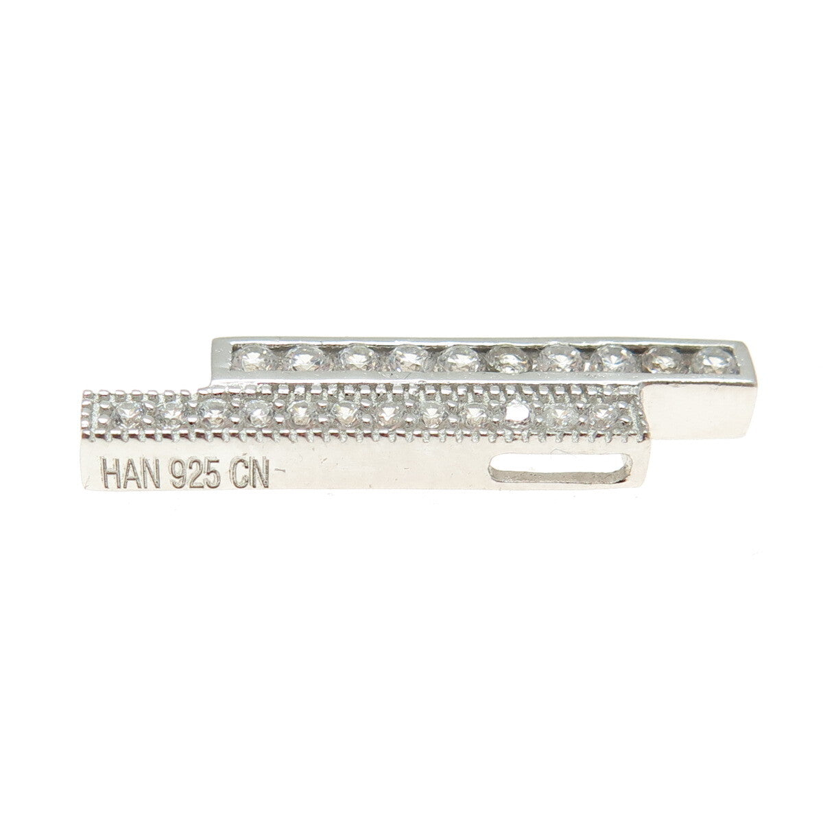 HAN 925 Sterling Silver Round-Cut C Z Multi-Bar Slide Pendant