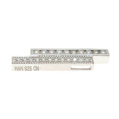 HAN 925 Sterling Silver Round-Cut C Z Multi-Bar Slide Pendant