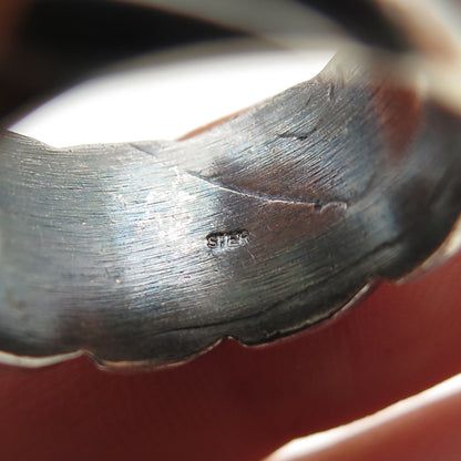 925 Sterling Silver Vintage Modernist Ribbed Band Oxidized Ring Size 7.25