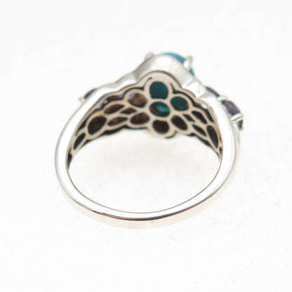 Chuck Clemency 925 Sterling Real Sleeping Beauty Turquoise Iolite Ring Size 7.25