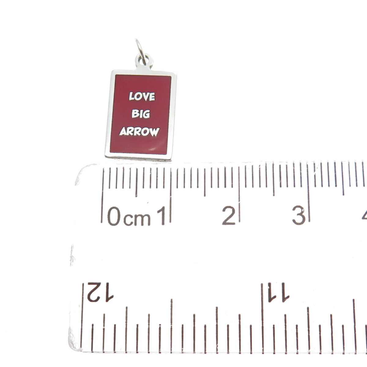 925 Sterling Silver Red Enamel Love Big Arrow Minimalist Charm Pendant