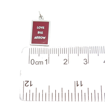 925 Sterling Silver Red Enamel Love Big Arrow Minimalist Charm Pendant