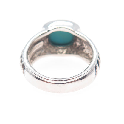 JOSEPH ESPOSITO 14K Gold Sterling Silver Vintage Real Turquoise Ring Size 9.25