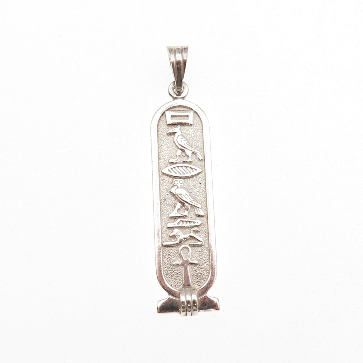 925 Sterling Silver Vintage Egyptian Cartouche Oxidized Charm Pendant