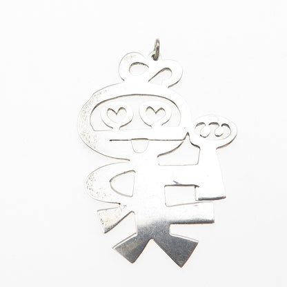 Mik Stousland 925 Sterling Silver Vintage Cartoon Character Modernist Pendant